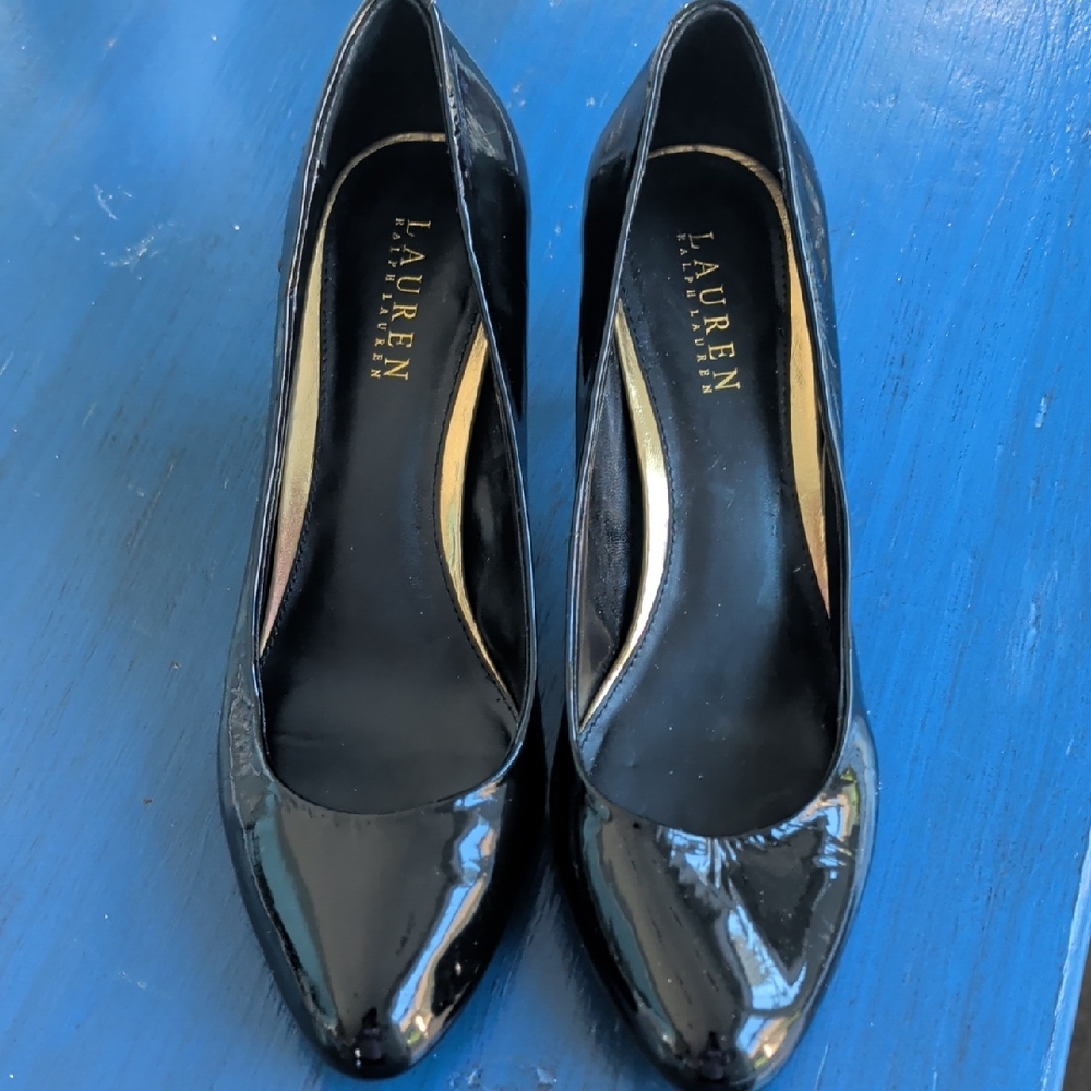 Ralph Lauren Glossy Black Heels
